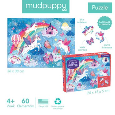 Puzzle sensoryczne z elementami zapachowymi Sen jednorożca 60 el. 4+ Mudpuppy - 2