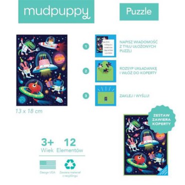 Puzzle-kartka z życzeniami Kosmos 12 el. 3+ Mudpuppy - 3