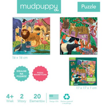 Puzzle magnetyczne 2w1 Safari & dżungla 20 el. 4+ Mudpuppy - 2