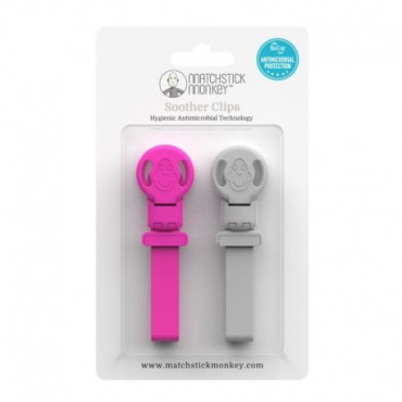 2 zawieszki silikonowe MULTI Pink & Grey Matchstick Monkey - 1