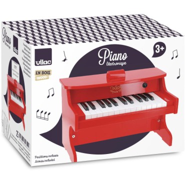 Pianino elektryczne drewniane czerwone Vilac - 4