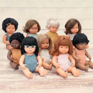 Lalka dziewczynka Europejka Colourful Edition Rude włosy 38cm Miniland Doll - 2