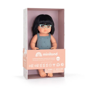 Lalka dziewczynka Azjatka z okularami Colourful Edition 38cm Miniland Doll - 9