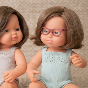 Lalka dziewczynka Europejka DS z okularami Colourful Edition 38cm Miniland Doll - 2
