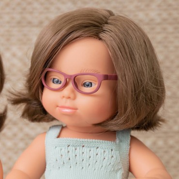 Lalka dziewczynka Europejka DS z okularami Colourful Edition 38cm Miniland Doll - 3