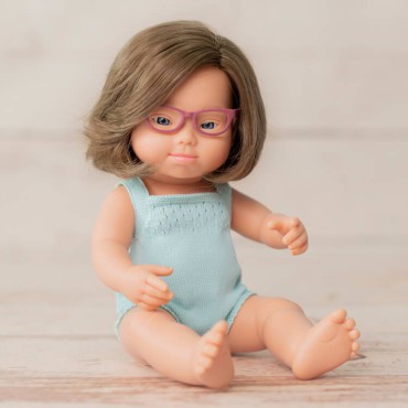 Lalka dziewczynka Europejka DS z okularami Colourful Edition 38cm Miniland Doll - 6