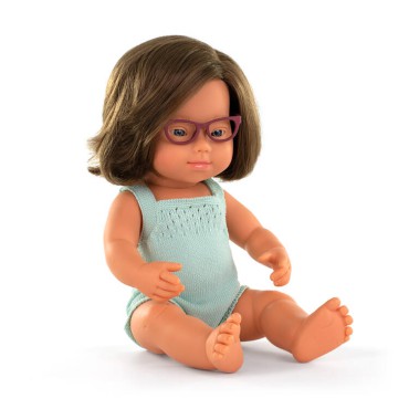 Lalka dziewczynka Europejka DS z okularami Colourful Edition 38cm Miniland Doll - 7