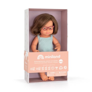 Lalka dziewczynka Europejka DS z okularami Colourful Edition 38cm Miniland Doll - 8