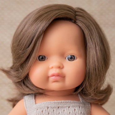 Lalka dziewczynka Europejka Brązowe włosy Colourful Edition 38cm Miniland Doll - 1