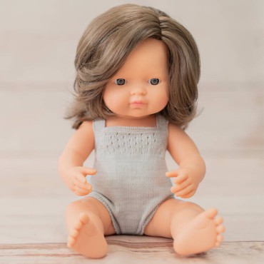 Lalka dziewczynka Europejka Brązowe włosy Colourful Edition 38cm Miniland Doll - 6