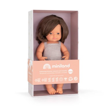 Lalka dziewczynka Europejka Brązowe włosy Colourful Edition 38cm Miniland Doll - 8