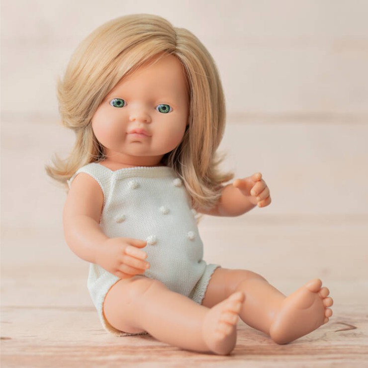 Lalka dziewczynka Europejka Ciemny Blond Colourful Edition 38cm Miniland Doll - 1