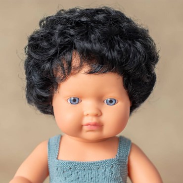Lalka chłopiec Europejczyk Czarne Kręcone Włosy Colourful Edition 38cm Miniland Doll - 2