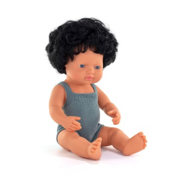 Lalka chłopiec Europejczyk Czarne Kręcone Włosy Colourful Edition 38cm Miniland Doll - 5