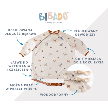 BiBADO Wodoodporny śliniak z długim rękawem BLW Forest Friends - 2