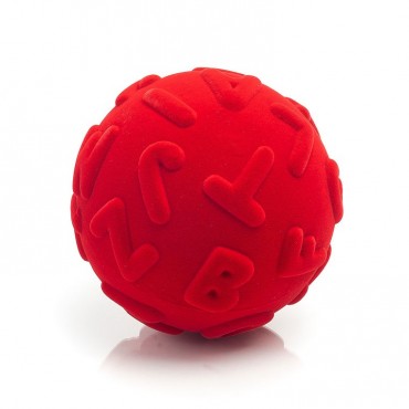 Piłka wielkie litery sensoryczna czerwona Rubbabu