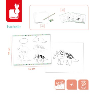 Zestaw kreatywny Rysowanie krok po kroku Dinozaury 7+ Janod - 4