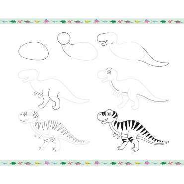 Zestaw kreatywny Rysowanie krok po kroku Dinozaury 7+ Janod - 10
