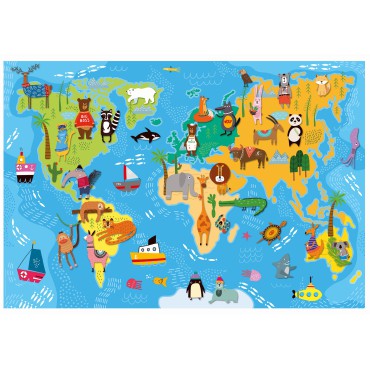 Giant Puzzle – puzzle olbrzymie – Mapa zwierzęta świata Ludattica - 1