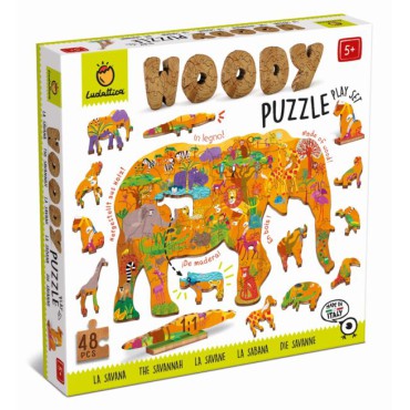 Woody Puzzle – Drewniane puzzle konturowe – Sawanna Ludattica - 1