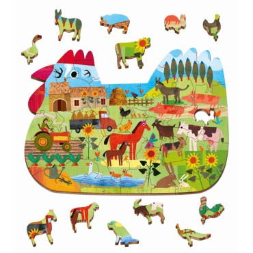Woody Puzzle – Drewniane puzzle konturowe – Farma/Wieś Ludattica - 2