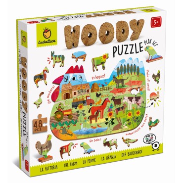 Woody Puzzle – Drewniane puzzle konturowe – Farma/Wieś Ludattica - 1