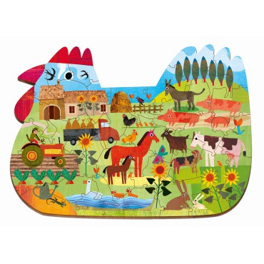 Woody Puzzle – Drewniane puzzle konturowe – Farma/Wieś Ludattica - 3