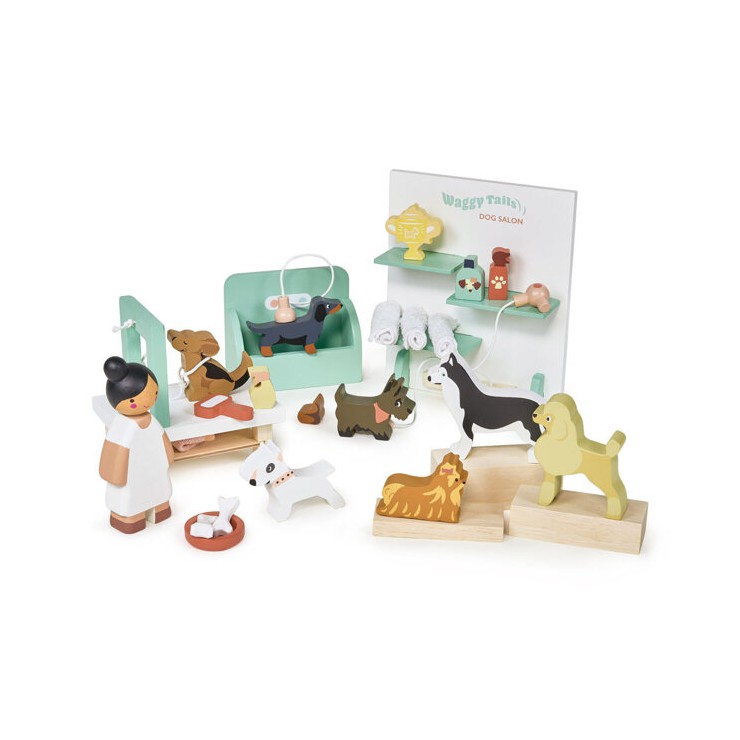 Drewniane figurki do zabawy - salon piękności dla psów Tender Leaf Toys - 1