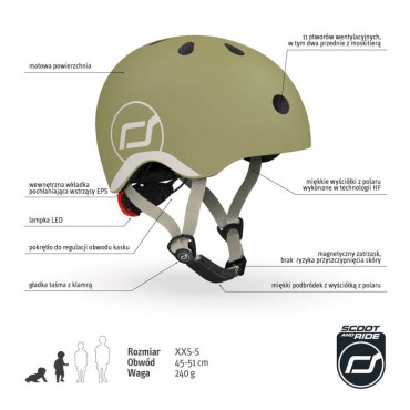 SCOOTANDRIDE Kask XXS-S dla dzieci 1-5 lat Olive - 7