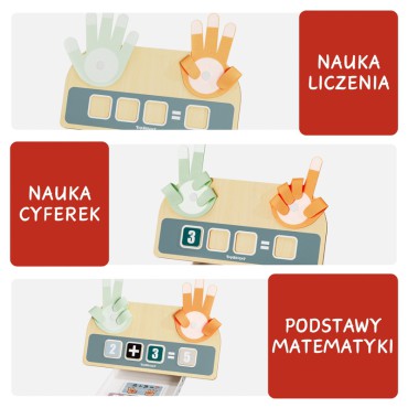 Nauka liczenia na palcach – drewniana zabawka edukacyjna Montessori z zadaniami 36 mies.+ Topbright - 3