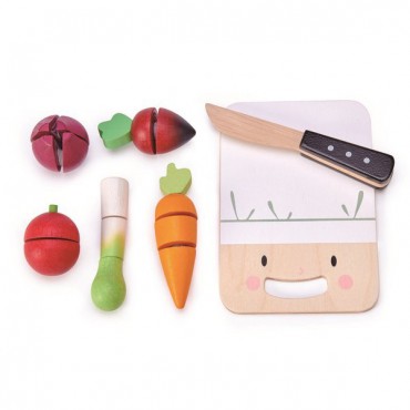 Drewniana deska z warzywami do krojenia Mini Chef Tender Leaf Toys - 5