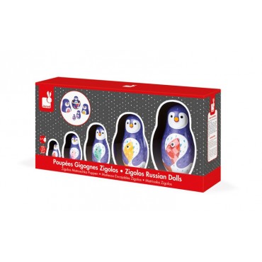 Rodzina pingwinów matrioszki Janod