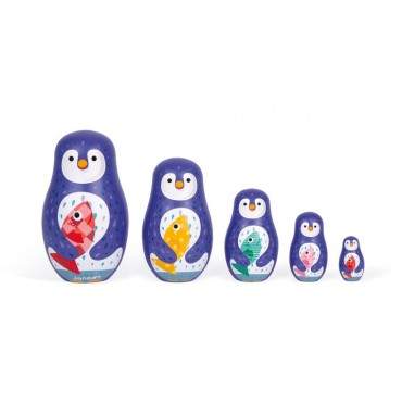 Rodzina pingwinów matrioszki Janod
