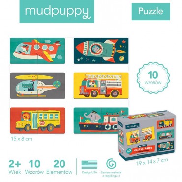Dwuczęściowe puzzle Środki transportu 10 par 2+ Mudpuppy