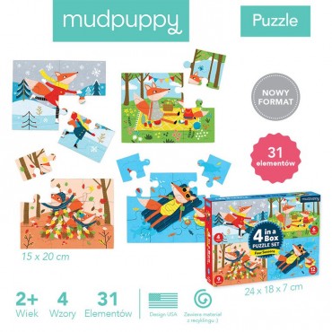 Puzzle 4 w 1 Pory roku 4, 6, 9 i 12 elementów 2+ Mudpuppy