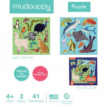Puzzle magnetyczne Zwierzęta lądowe i wodne 4+ Mudpuppy