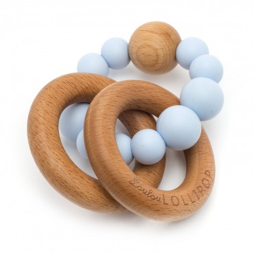 Gryzak silikonowo-drewniany Bubble Baby Blue Loulou LOLLIPOP