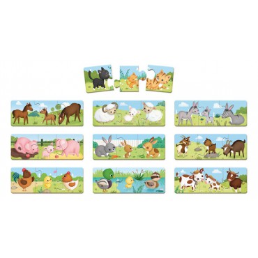 Trzyczęściowe puzzle Zwierzęta i ich dzieci 30 elementów, Janod