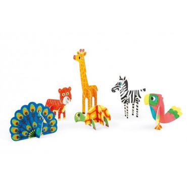 Zestaw kreatywny Papierowe zwierzęta 3D, Janod