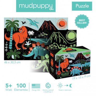 Mudpuppy Puzzle świecące w ciemności Dinozaury 100 elementów 5+ - 2