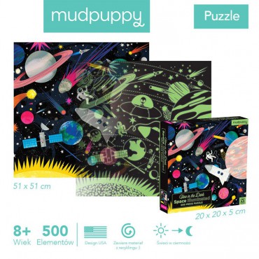 Mudpuppy Puzzle rodzinne świecące w ciemności Kosmos 500 elementów 8+ - 2