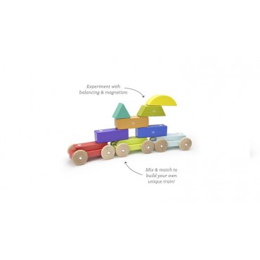 Drewniane klocki magnetyczne BABY & TODDLER Magnetyczny Pociąg Rainbow Tegu