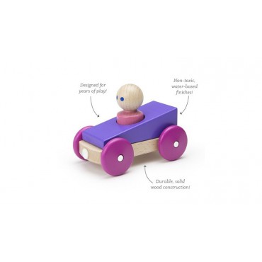 Drewniane klocki magnetyczne BABY & TODDLER Magnetic Racer Purple Tegu