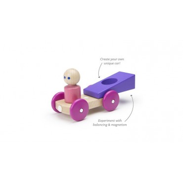 Drewniane klocki magnetyczne BABY & TODDLER Magnetic Racer Purple Tegu