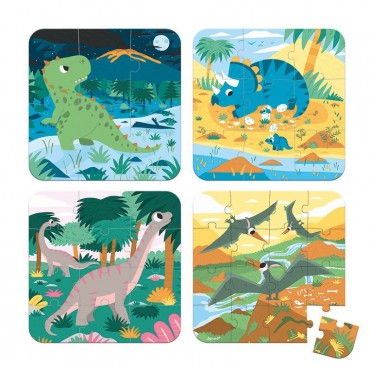 Puzzle progresywne Dinozaury 4 układanki – 6, 9, 12 i 16 elementów 3+, Janod - 2
