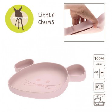 Talerz silikonowy z przyssawką Little Chums Mysz różowy Lassig
