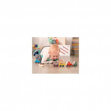 Free Wheee-lees – drewniane mini autko garbusek kolorowy B.Toys