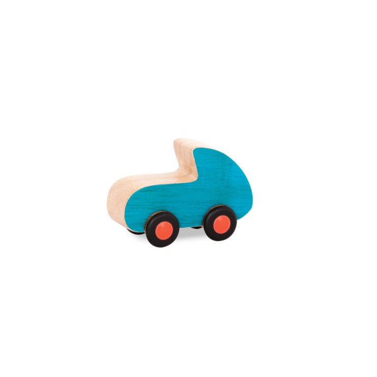 Free Wheee-lees – drewniane mini autko wyścigówka niebieska B.Toys - 1