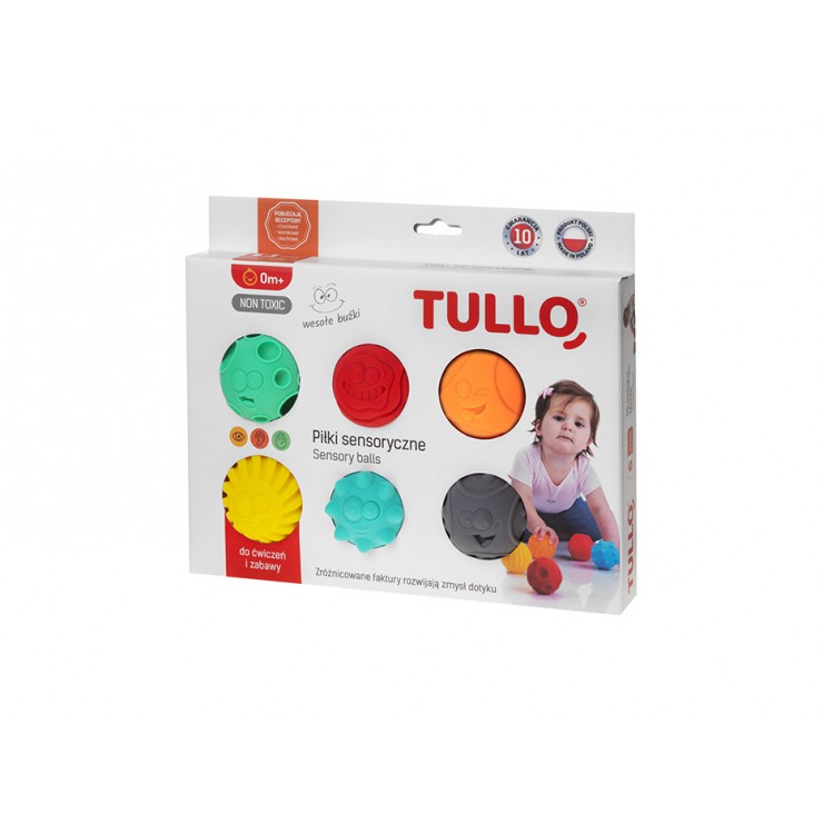 Piłki sensoryczne buźki 6 szt. Tullo - 1