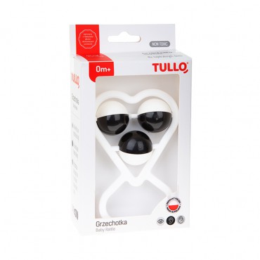 Grzechotka czarno-biała serce Tullo